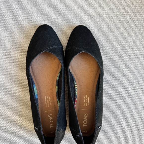 TOMS Women's 5.5 Jutti Neat Ballet Flats Casual Slip On Black Suede - Picture 3 of 9